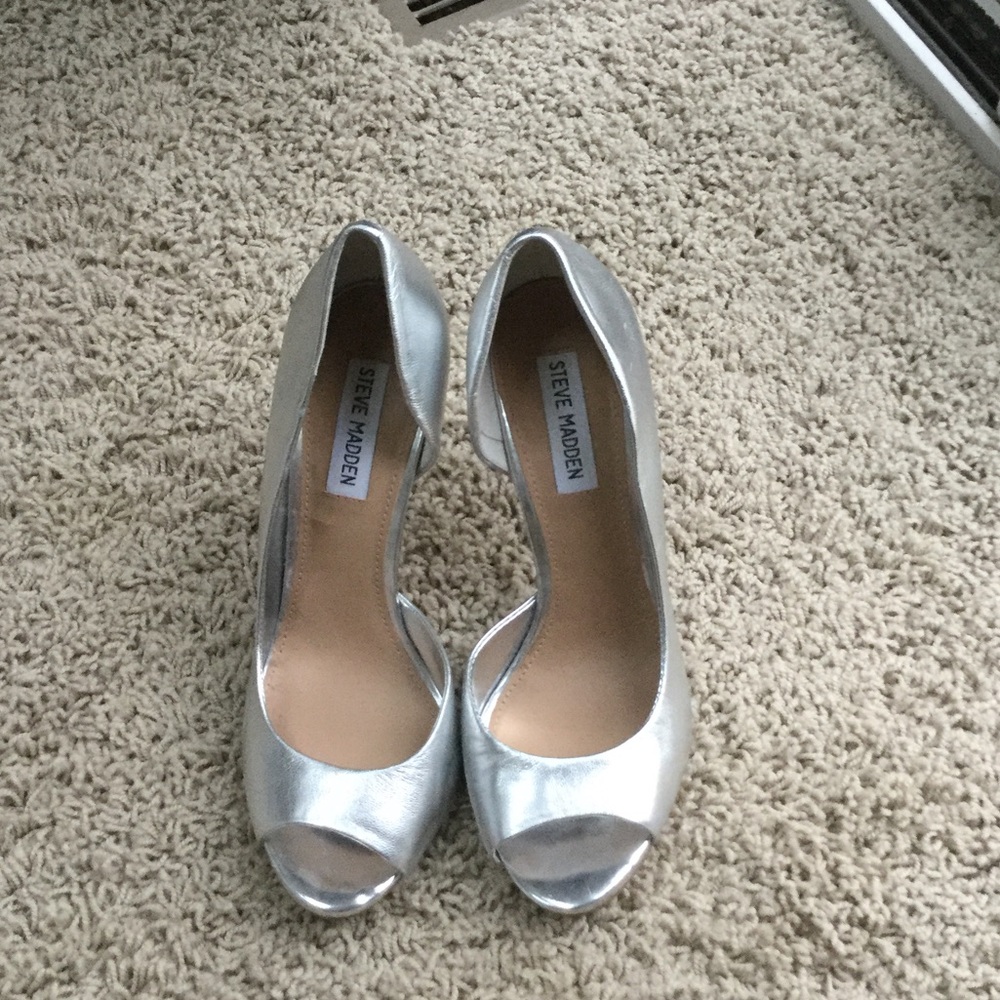 Silver 4 inch Steve Madden heels